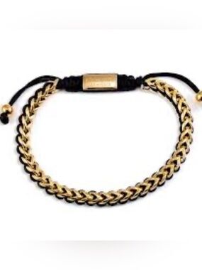 George Black Cord and Gold-Tone Braided Bracelet